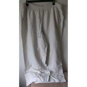 Lane Bryant Women's Ivory Linen‎ Blend Wide Leg Pants High-Rise NWT Size 22/24